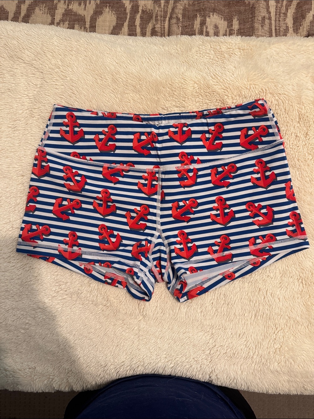 Savage Barbell Red Anchor Navy & White Striped Athletic Shorts